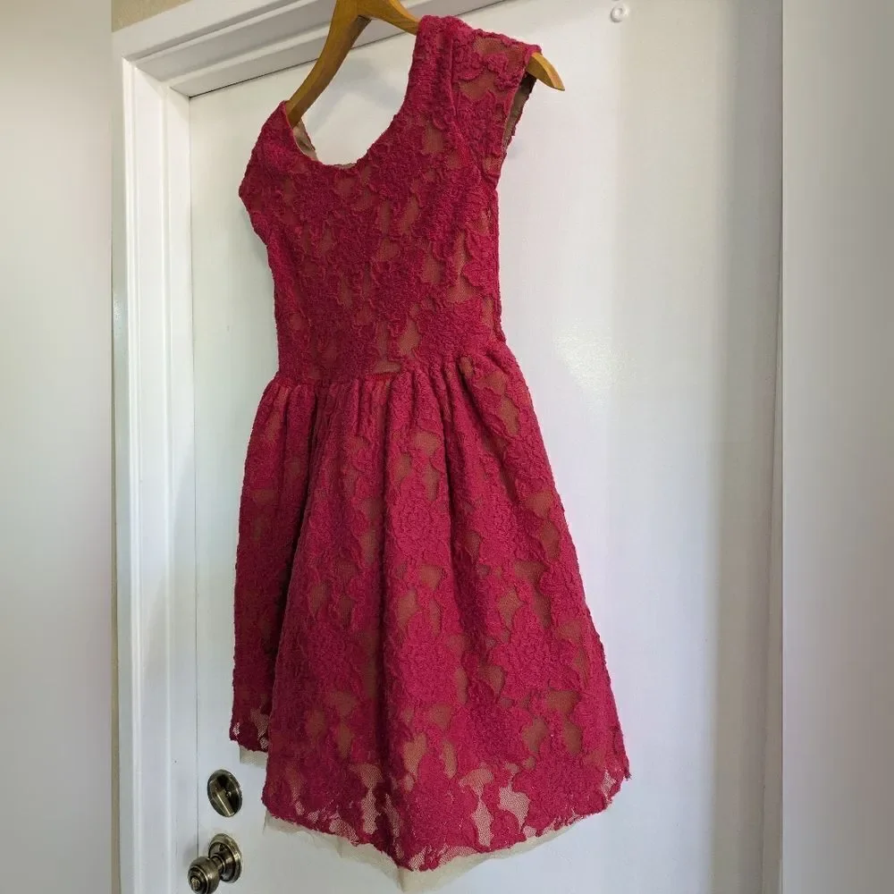 Joyfolie Mia Joy Lacy Petticoat Dress in Burgundy Girls Size 10